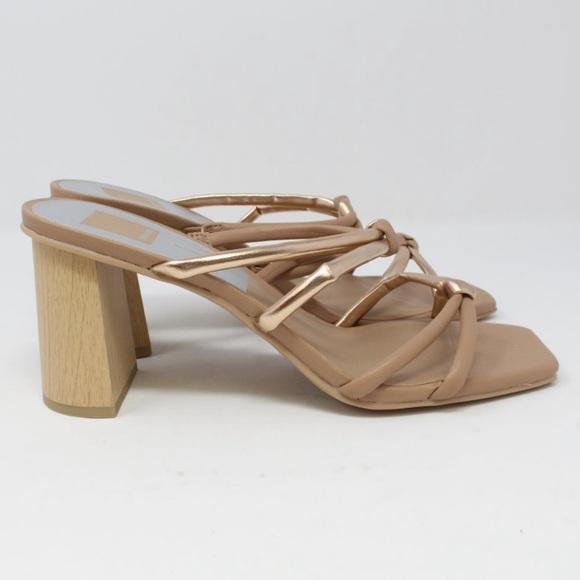 Dolce Vita beige & gold knotted Square Toe Strappy heeled Sandals - Picture 5 of 10